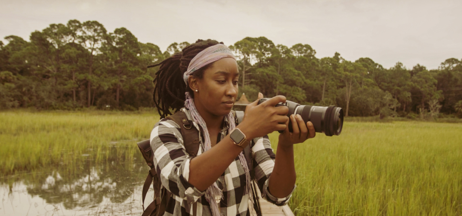 Asha Stuart filming during a National Geographic expedition in Beaufort, South Carolina. Photo by Emad Rashidi