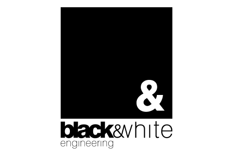 Black and White Engineering logo.