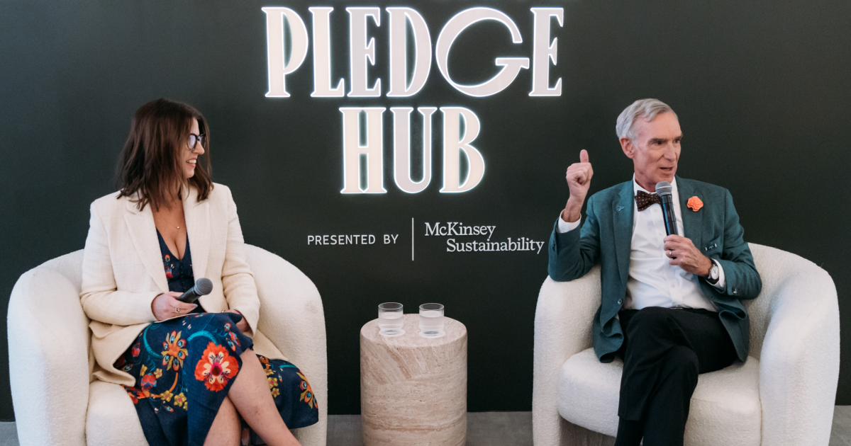 Amazon Chief Sustainability Officer Kara Hurst spoke with science educator Bill Nye during a packed session.