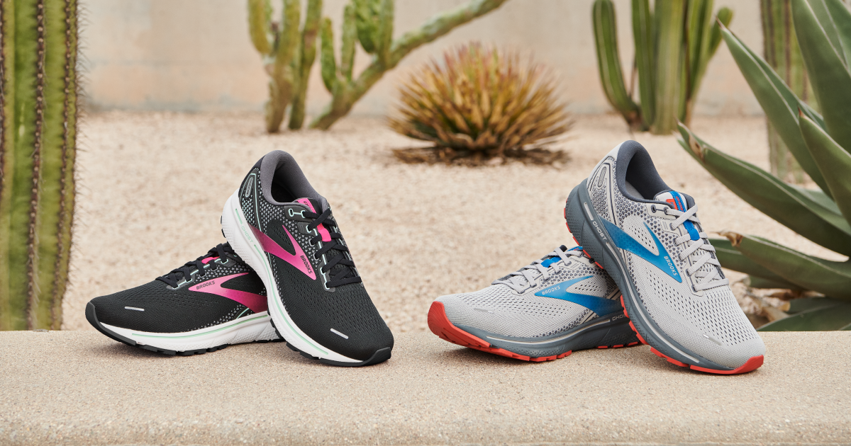 The carbon neutral Ghost 14 running shoe, shown in two color choices. Image courtesy of Brooks Running.