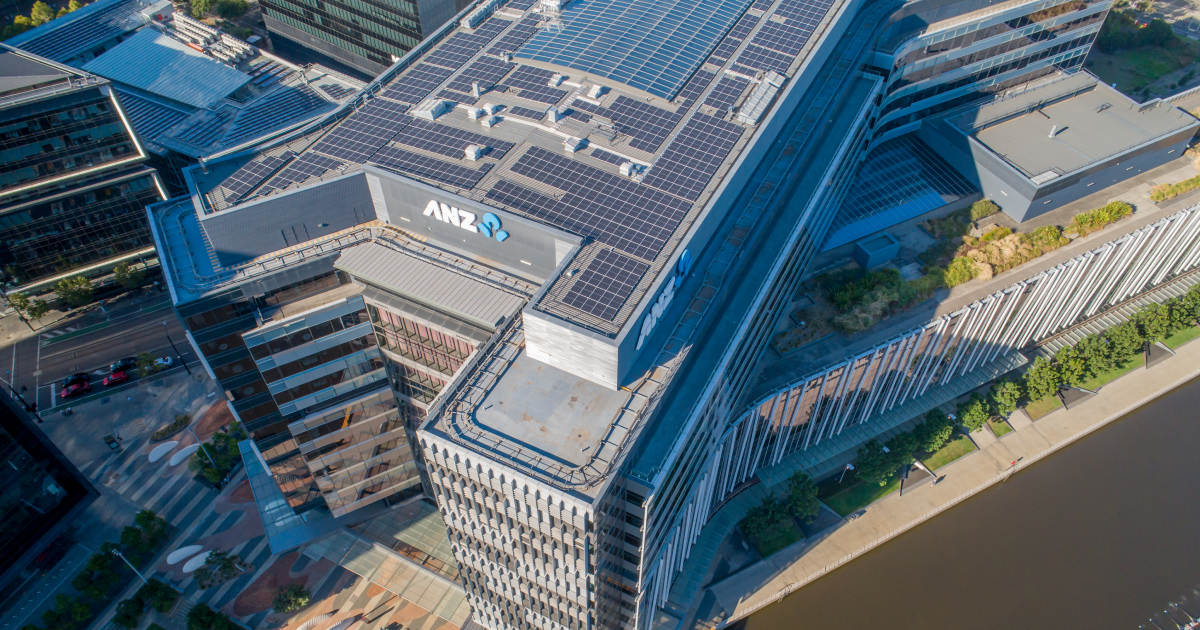 Solar rooftop panels on the ANZ Centre